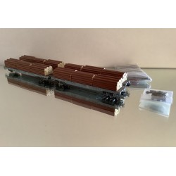Set de 4 wagons grumiers plats R-w RhB avec chargement
