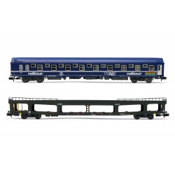 HNS4382 Set 1 voiture T2 Railtour + 1 fourgon DD 66 logo nouille EXCLU H66
