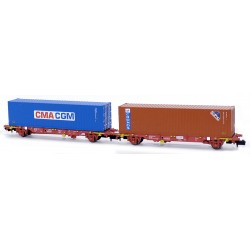 MFTRAIN 33377 Set 2 wagons porte-conteneurs 40'CMA/CGM et Cronos