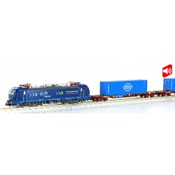 Güterzug E-Lok BR 192 + 2x Containerwagen EVB, Ep.VI, Snd